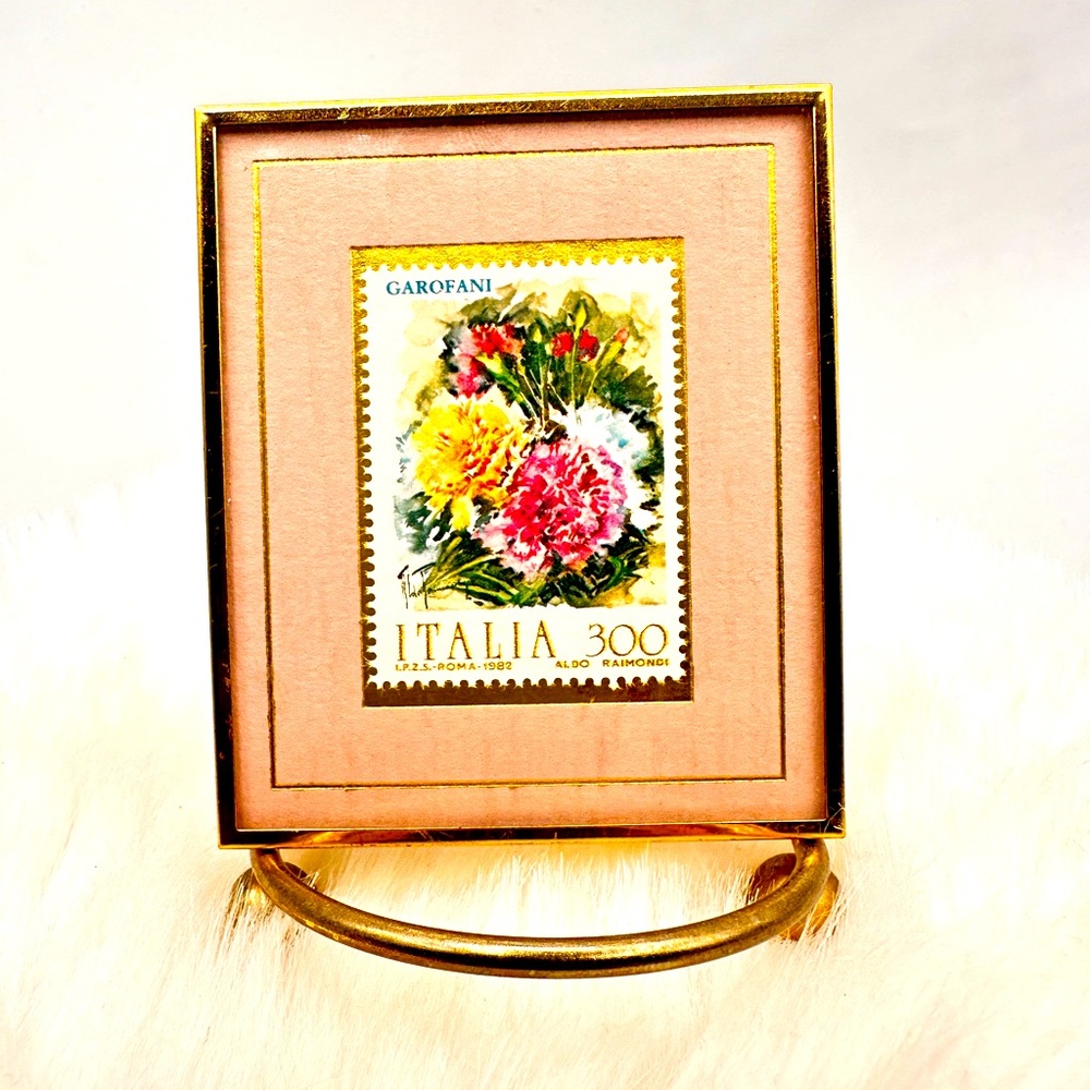 1990 Hanford Heirlooms Italian Carnations Flower Framed Stamp 135/5000